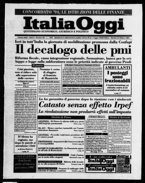 Italia oggi : quotidiano di economia finanza e politica